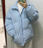 AWZ初中女生羽絨服女2025新款短款短版羽絨衣小個(gè)子學(xué)生韓系寬松加厚 藍色 80 S (80-100斤) 曬單實(shí)拍圖