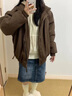 CTOX半拉鏈連帽毛衣女2025新款秋冬季寬松慵懶感針織套頭休閑帽衫外套 米白色 M 90-105斤 曬單實(shí)拍圖
