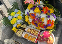 初衷清明節手工用花墓碑花墓前假花仿真菊花花束祭祀塑料花大花籃花朵 白色+黃色 曬單實(shí)拍圖