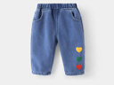 優(yōu)奇嬰兒秋冬款褲子女童冬季加絨牛仔褲寶寶冬季保暖長(cháng)褲兒童衣服冬裝 愛(ài)心 110cm 曬單實(shí)拍圖