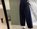 妥妮闊腿褲休閑褲女2025夏季新款直筒九分褲小個(gè)子日系顯瘦哈倫褲子 藏青1件  3XL 【建議145-160斤】 曬單實(shí)拍圖
