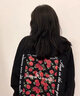 風(fēng)采兔 美式復(fù)古高街玫瑰花牛仔外套女修身型ins原宿港風(fēng)vintage常規(guī)棒球服 黑色 M 曬單實(shí)拍圖