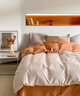 斯得福全棉輕奢四件套高檔純棉拼色被套床單被套件酒店專(zhuān)用家用秋冬高級 棉花糖+落日橙【禮袋+禮盒裝】 1.8/2m 床單款 （被套220*240cm） 曬單實(shí)拍圖