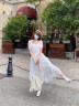 VEGA CHANG泡泡袖连衣裙女2024年夏季新款方领法式小众气质长裙子 月光白 M 晒单实拍图