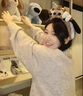 燦圖韓系潮流可愛小狗立體毛衣服女春秋季寬松慵懶針織衫百搭軟糯上衣 灰色 均碼 曬單實(shí)拍圖