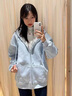 UKMRbaby藍顯白【格紋拼接】溫柔風(fēng)連帽開(kāi)衫衛衣女INS秋冬季韓風(fēng)百搭 天藍色【春秋常規款-高品質(zhì)】 S 80-90斤 曬單實(shí)拍圖
