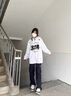 浪莎美式hiphop高街工裝闊腿褲子女秋冬2024新款春秋小個子休閑長褲潮 黑色 L 曬單實拍圖