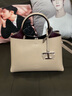 TOD'S【七夕禮物】官方女士TIMELESS小T扣皮革托特包斜挎包 棕色 曬單實拍圖