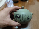 尊壺 紫砂壺西施壺手工茶具刻繪五牛原礦豆青砂小號家用泡茶器 五牛西施豆青泥   190cc   7孔 曬單實拍圖