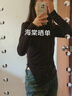 UR秋冬新款女裝不規則設計感褶皺修身長(cháng)袖T恤UWM440027 黑色 M 曬單實(shí)拍圖