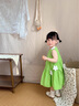 FNJ KIDS女童連衣裙夏裝新款小女孩洋氣無(wú)袖公主裙子兒童薄款背心裙 綠色 100 (建議身高90-100cm) 曬單實(shí)拍圖