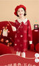 茵曼（INMAN）女童拜年服紅色連衣裙中大童中式改良旗袍裙冬季新款新年兒童針織 巖漿紅 120 曬單實(shí)拍圖