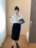 麥檬MM商場(chǎng)同款24年春新品A字經(jīng)典直筒黑色半身裙女5F2140691 黑色 S 曬單實(shí)拍圖