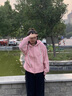 茹蘭丹連帽衛衣女2025秋冬新款韓版寬松百搭小個(gè)子短款外套開(kāi)衫上衣ins 粉紅色 L 【105-130斤】 曬單實(shí)拍圖