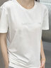 Calvin Klein Jeans夏季女士通勤經(jīng)典ck字母印花舒適微彈圓領(lǐng)短袖T恤J213892 YAF-月光白 S 曬單實拍圖
