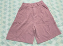 朵沐縵高腰西裝短褲女夏季薄款直筒中褲寬松休閑a字闊腿五分褲潮 粉色 S 曬單實(shí)拍圖