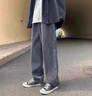 NEW OR MODE美式潮牌復古牛仔褲男春秋季加絨直筒潮流褲港風(fēng)ins寬松闊腿長(cháng)褲 黑色 XL 曬單實(shí)拍圖