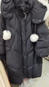 艾萊依甜美毛球羽絨服女質(zhì)感狐貍毛領(lǐng)長(cháng)款連帽保暖鴨絨外套 炭黑M 曬單實(shí)拍圖