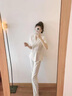 伊婭莎職業(yè)裝女裝套裝短袖西裝外套女夏季薄款面試正裝西服珠寶店工作服 單件米白色西裝 XL 建議110-120斤 曬單實(shí)拍圖