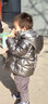 G.DUCKKIDS小黃鴨兒童羽絨服男女童秋冬亮面中小童連帽寶寶棉襖保暖白鴨絨外 灰色 120 （建議身高110內） 曬單實(shí)拍圖