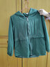 純棉外套女短款新款春秋休閑風(fēng)衣中年女裝40 50歲衣服連帽開(kāi)衫時(shí)尚字母上衣 綠色 L(105-120斤) 曬單實(shí)拍圖