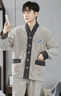 雅鹿秋冬季珊瑚絨睡衣男士長(cháng)袖加厚加絨法蘭絨保暖家居服套裝可外穿 NSCJF-VK002深灰兔紋提花V領(lǐng) XL 【建議130-150斤】 曬單實(shí)拍圖
