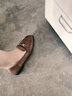 淺町頭層牛皮小皮鞋女英倫風(fēng)金屬扣一腳蹬樂(lè )福鞋女單鞋女春秋復古女鞋 棕色 38 曬單實(shí)拍圖