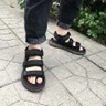 Walker Shop涼鞋男士新款夏季簡約休閑運動開車外穿沙灘鞋男士氣墊鞋涼拖鞋 黑色A款 40 曬單實拍圖