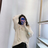 潮牌Avmko毛衣新款亮片刺繡鏤空套頭毛衣女寬松慵懶風(fēng)燈籠袖馬海毛針織衫氣質(zhì)打底衫 杏色 毛衫 S 曬單實(shí)拍圖