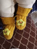 拉米奇騏 嬰兒毛線(xiàn)鞋襪子秋冬寶寶卡通編織毛線(xiàn)地板襪男女童學(xué)步鞋 黃色星星 110mm 曬單實(shí)拍圖