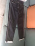 箐冉兒加絨加厚牛仔褲女哈倫秋冬季2023新款寬松高腰顯瘦煙管深藍色褲子 普洗藍【抓薄絨】 M 曬單實(shí)拍圖
