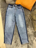 茹軒淺色哈倫牛仔褲女2024年春夏新款高腰寬松顯瘦小個(gè)子九分老爹褲潮 藍色九分 M碼 曬單實(shí)拍圖