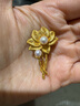 明牌珠寶生日禮物足金黃金花絲荷花珍珠胸針工藝品擺件女AFC0705工費950 足金 約5.91克 曬單實(shí)拍圖