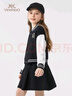 英氏（YEEHOO）女童套裝兒童外套棒球服衛(wèi)衣衛(wèi)褲秋裝運動衣服中大童裝秋季新款 短款棒球服黑色 120 曬單實拍圖