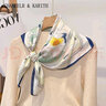 CHANEELR & KARITH絲巾女款高級時(shí)尚春秋季護頸小方巾百搭圍脖中秋禮物送女友送老婆 白色 曬單實(shí)拍圖