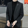 花花公子高檔毛呢西服男士秋冬季休閑加厚外套加大碼商務(wù)小西裝上衣男裝 1號色 2XL /185 曬單實(shí)拍圖