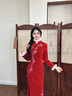 布伊特紅色旗袍敬酒服2024新款新娘秋冬季長(cháng)袖加厚刺繡訂婚拜年服新中式 酒紅色 花好月圓 M 曬單實(shí)拍圖