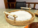 手工藤編收納托盤(pán)日式零食餅干桌面早餐面包糕點(diǎn)糖果盤(pán) 藤編托盤(pán)小號21*3cm 曬單實(shí)拍圖