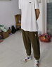 潮蒙駱休閑褲男夏季新款衛(wèi)長褲寬松大碼束腳運動百搭胖子褲子男裝 K005軍綠色 XL 【建議130-150斤】 曬單實拍圖