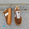 康龍男鞋夏季2025新款德訓鞋男真皮低幫平底板鞋軟底舒適男士德訓鞋子 棕白 41 曬單實(shí)拍圖