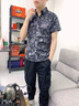 JEEP SPIRIT短袖碎花襯衫男夏季2024新款潮流痞帥彈力翻領(lǐng)襯衣半袖品牌男裝 黑色 537 M 80-104斤 曬單實(shí)拍圖