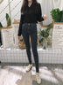 UKMR高腰牛仔褲加絨女夏季小腳褲顯瘦外穿加厚長褲子女緊身彈力鉛筆褲 藍(lán)灰色 【不加絨】 26 建議80-90斤 曬單實(shí)拍圖