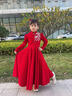 小咔衣濃兒童禮服公主裙小女孩主持人長(cháng)袖鋼琴演出服女童過(guò)年拜年服秋冬季 酒紅色3687長(cháng)款（加絨） 120 曬單實(shí)拍圖