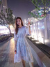 RUIQIUER連衣裙女夏季新款女裝韓版時(shí)尚收腰顯瘦中長(cháng)款氣質(zhì)溫柔碎花裙子 粉色 M 曬單實(shí)拍圖