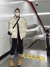 鏡莎24新款羽棉襖絨服女花條紋棉服女冬季加厚情侶立領面包服棉衣外套 米白 均碼【可備注碼數(shù)】 曬單實拍圖