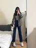 沐霓煙管褲直筒褲牛仔褲女春秋2025年新款小個子高腰寬松顯瘦法棍褲子 藍灰色 常規(guī) M 100-115斤 曬單實拍圖