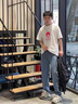 叄南牛仔褲男春夏款褲子男美式高街潮牌休閑長褲寬松直筒闊腿褲 黑灰色 XL 曬單實拍圖