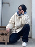 gxmy羊羔絨棉服男冬季外套男士潮牌寬松連帽棉衣服男裝加絨厚棉襖套裝 杏色棉衣+白毛衣+加絨灰色衛(wèi)褲 XL 建議130-150斤 曬單實(shí)拍圖