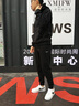 季駱森運動套裝男秋冬季寬松舒適彈力棉質(zhì)拉鏈口袋開衫連帽外套上衣男士 黑色套裝（黑色束腳褲） XL 曬單實拍圖