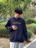 Calvin KleinJeans秋冬男女情侶中性k字母印花休閑通勤寬松抓絨連帽套頭衛衣 CHW-深海藍 XL 曬單實(shí)拍圖